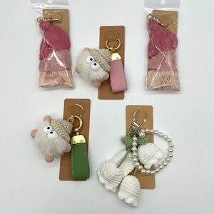 Mixed Keychain Lot Bag Charm Faux Fur Tassel Crochet Pearl New